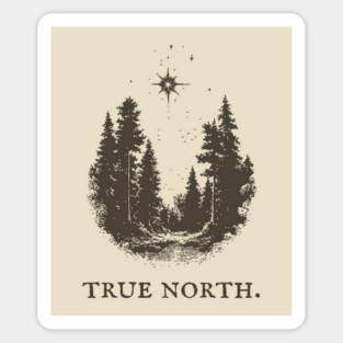 True North Star and Forest Illustration Sticker