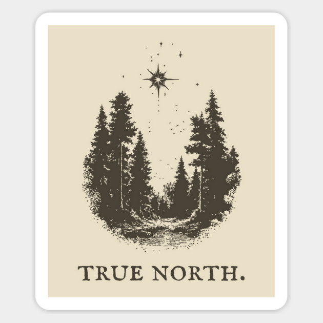 True North Star and Forest Illustration Magnet by TuncGK