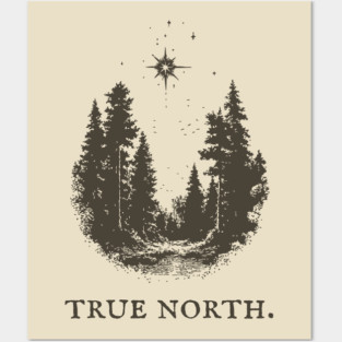 True North Star and Forest Illustration Posters and Art