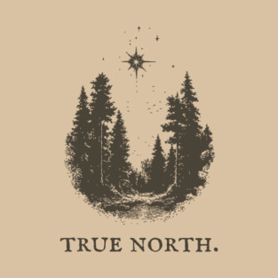 True North Star and Forest Illustration T-Shirt