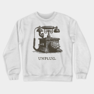 Unplug Retro Rotary Phone Illustration Crewneck Sweatshirt