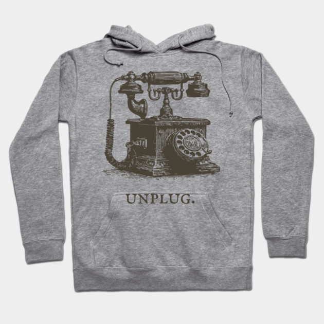 Unplug Retro Rotary Phone Illustration Hoodie by TuncGK