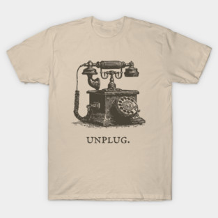 Unplug Retro Rotary Phone Illustration T-Shirt