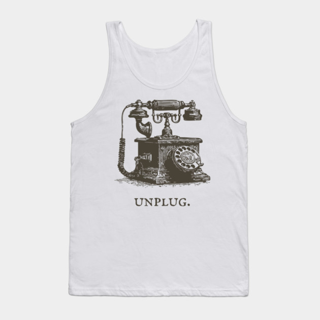 Unplug Retro Rotary Phone Illustration Tank Top by TuncGK
