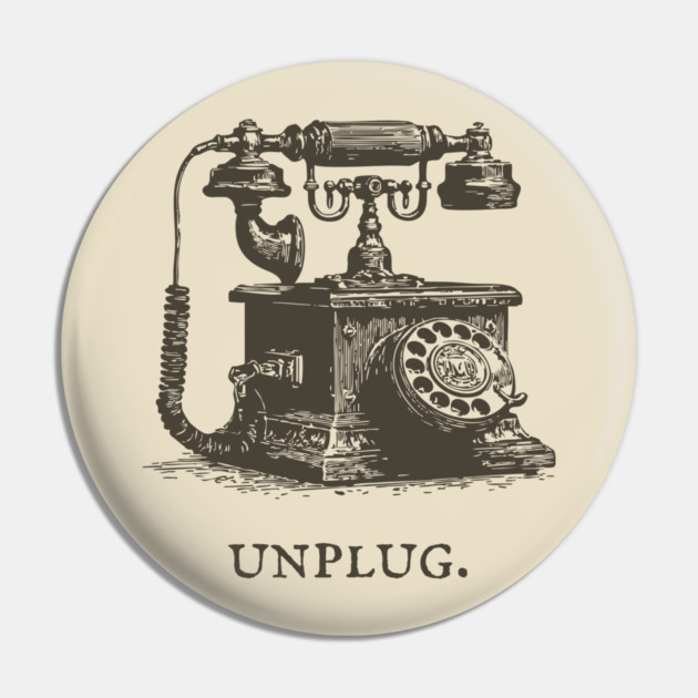 Unplug Retro Rotary Phone Illustration Pin by TuncGK
