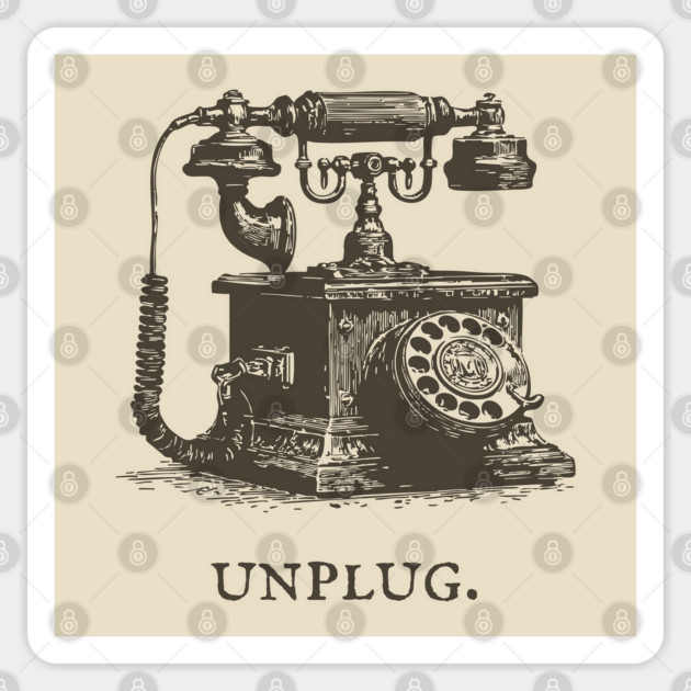 Unplug Retro Rotary Phone Illustration Sticker by TuncGK