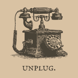 Unplug Retro Rotary Phone Illustration T-Shirt