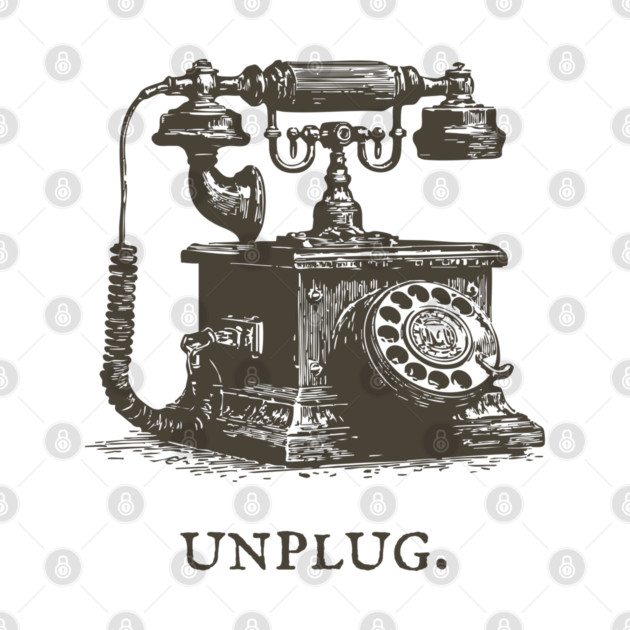 Unplug Retro Rotary Phone Illustration by TuncGK