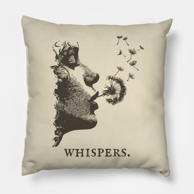 Whispers Dandelion Silhouette Illustration Pillow by TuncGK