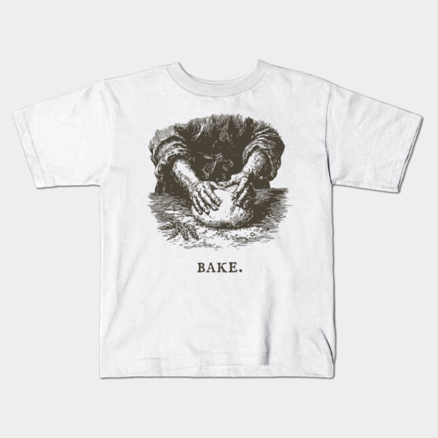 Vintage Baking Kneading Dough Illustration Kids T-Shirt by TuncGK