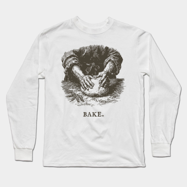 Vintage Baking Kneading Dough Illustration Long Sleeve T-Shirt by TuncGK