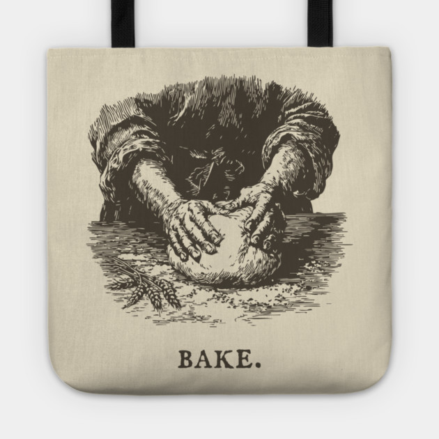 Vintage Baking Kneading Dough Illustration Tote by TuncGK