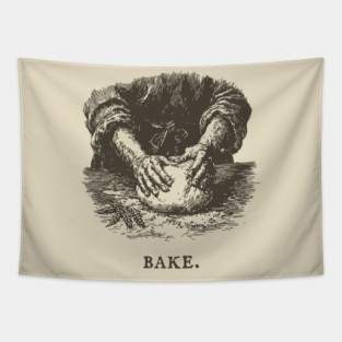 Vintage Baking Kneading Dough Illustration Tapestry