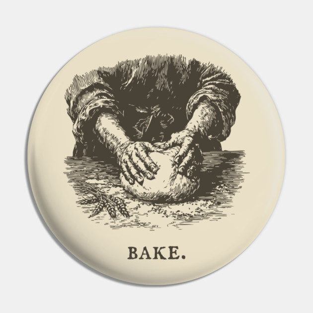 Vintage Baking Kneading Dough Illustration Pin by TuncGK