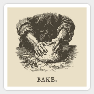 Vintage Baking Kneading Dough Illustration Sticker