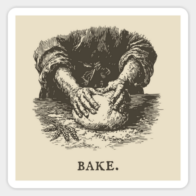 Vintage Baking Kneading Dough Illustration Magnet by TuncGK