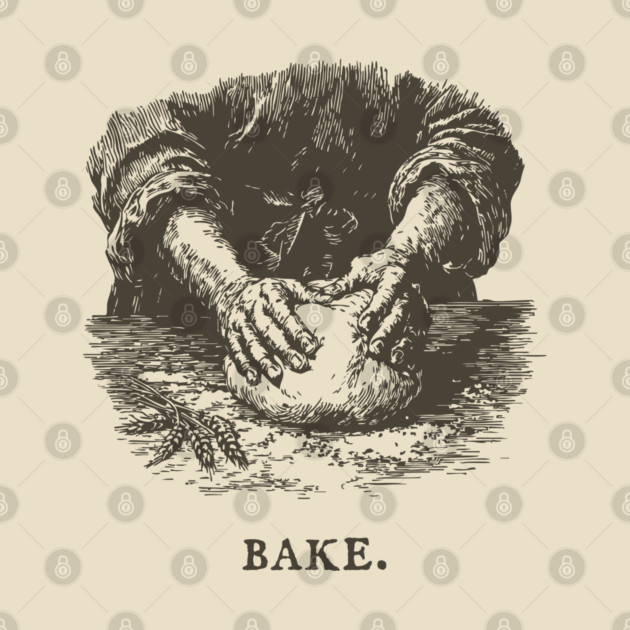 Vintage Baking Kneading Dough Illustration by TuncGK