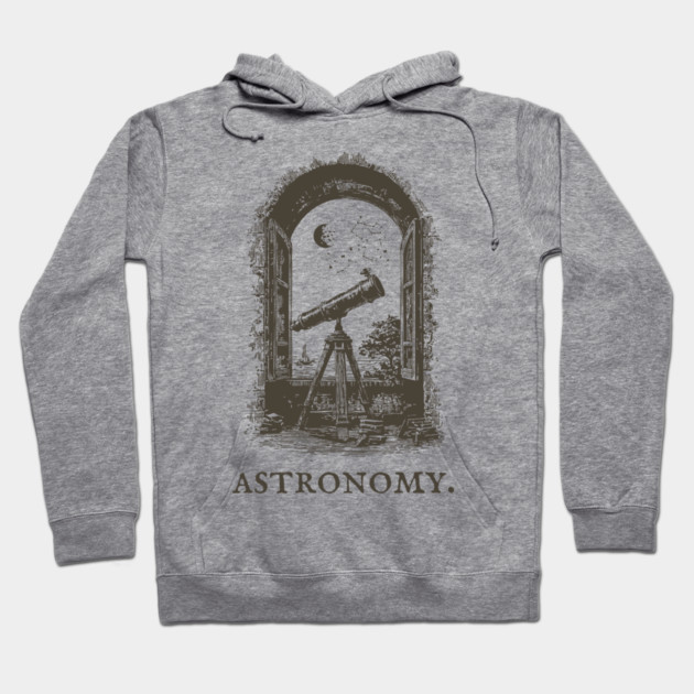 Vintage Astronomy Telescope and Stars Illustration Hoodie by TuncGK