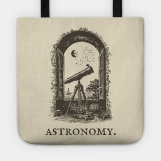 Vintage Astronomy Telescope and Stars Illustration Tote