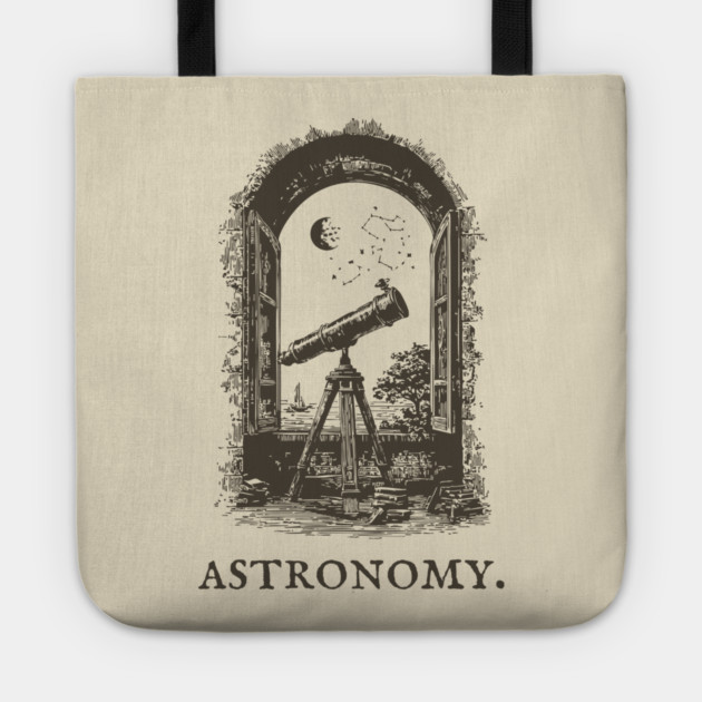 Vintage Astronomy Telescope and Stars Illustration Tote by TuncGK