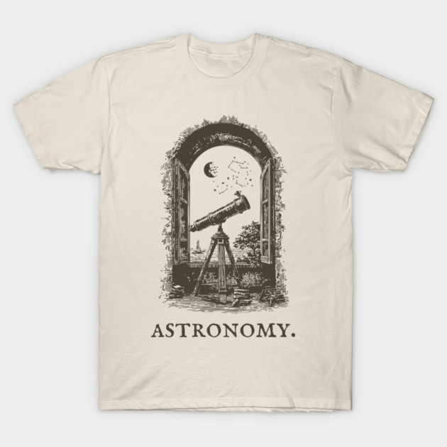 Vintage Astronomy Telescope and Stars Illustration T-Shirt by TuncGK