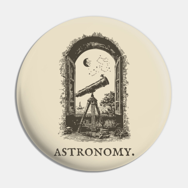 Vintage Astronomy Telescope and Stars Illustration Pin by TuncGK