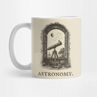 Vintage Astronomy Telescope and Stars Illustration Mug