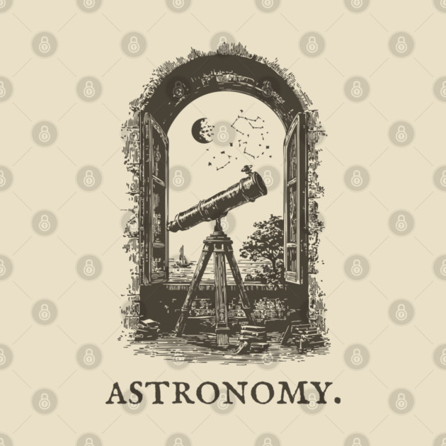 Vintage Astronomy Telescope and Stars Illustration by TuncGK