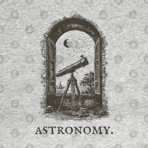 Vintage Astronomy Telescope and Stars Illustration by TuncGK