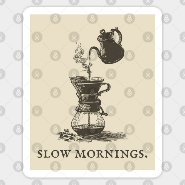 Slow Mornings Pour Over Coffee Ritual Illustration Sticker by TuncGK