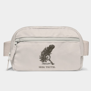 Seek Truth Magnifying Glass and Feather Illustration Bag