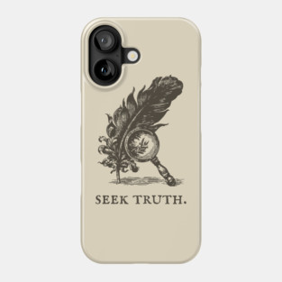Seek Truth Magnifying Glass and Feather Illustration Phone Case