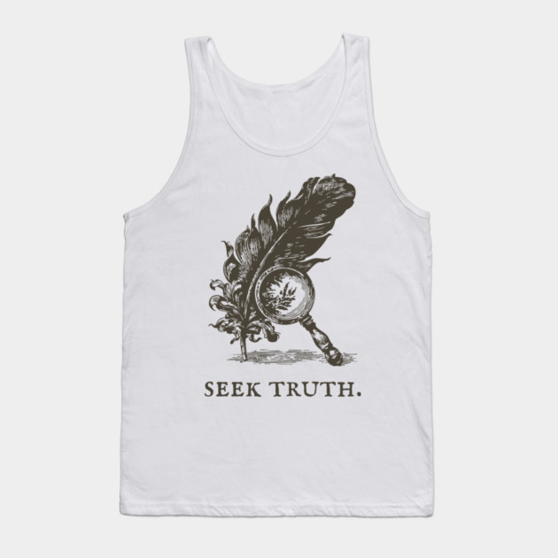 Seek Truth Magnifying Glass and Feather Illustration Tank Top by TuncGK