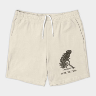 Seek Truth Magnifying Glass and Feather Illustration Shorts