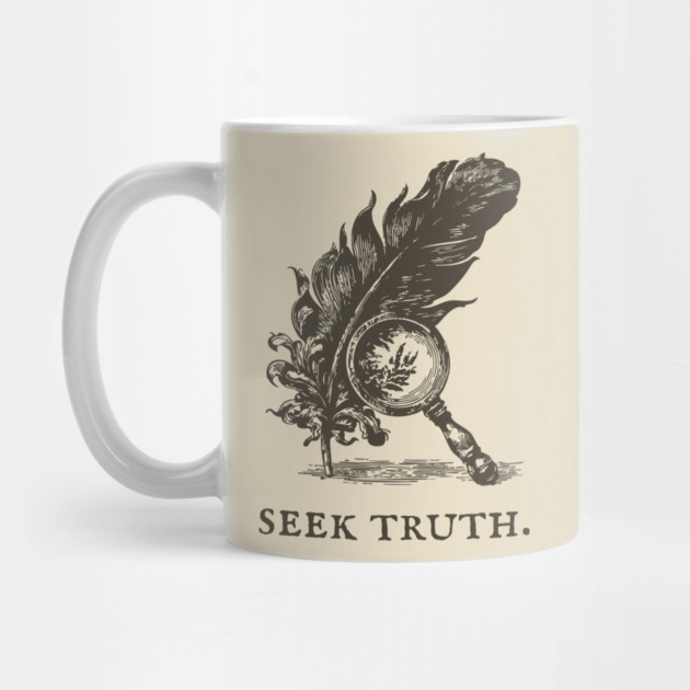 Seek Truth Magnifying Glass and Feather Illustration by TuncGK