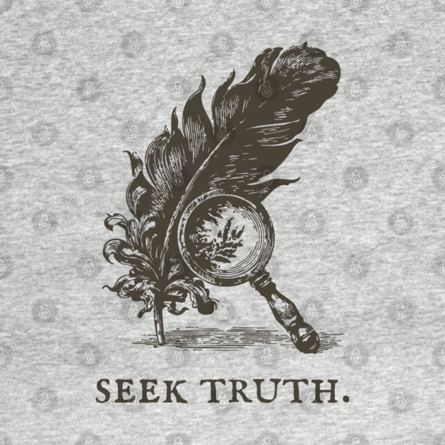 Seek Truth Magnifying Glass and Feather Illustration by TuncGK