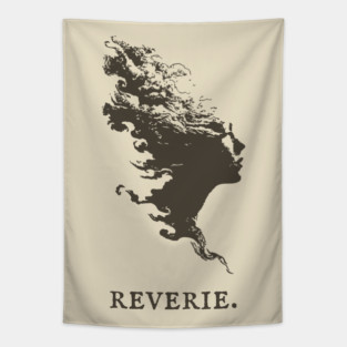 Reverie Silhouette of a Dreamer Illustration Tapestry
