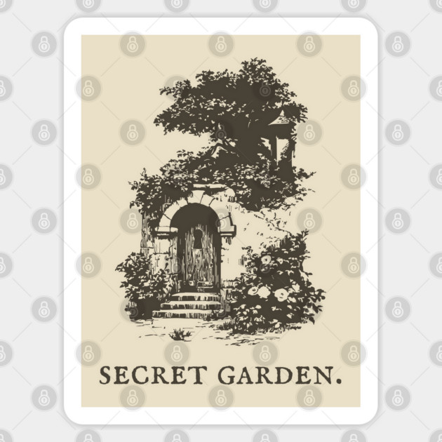 Secret Garden Gate Vintage Fairytale Illustration Sticker by TuncGK