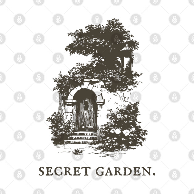 Secret Garden Gate Vintage Fairytale Illustration by TuncGK