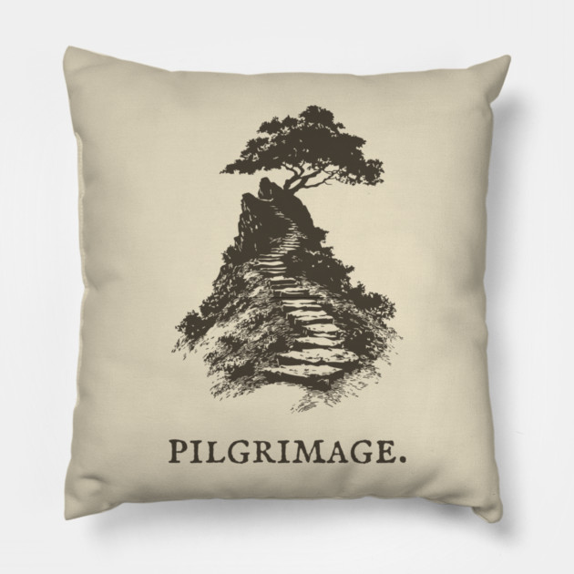 A Sacred Pilgrimage to a Solitary Tree Pillow by TuncGK