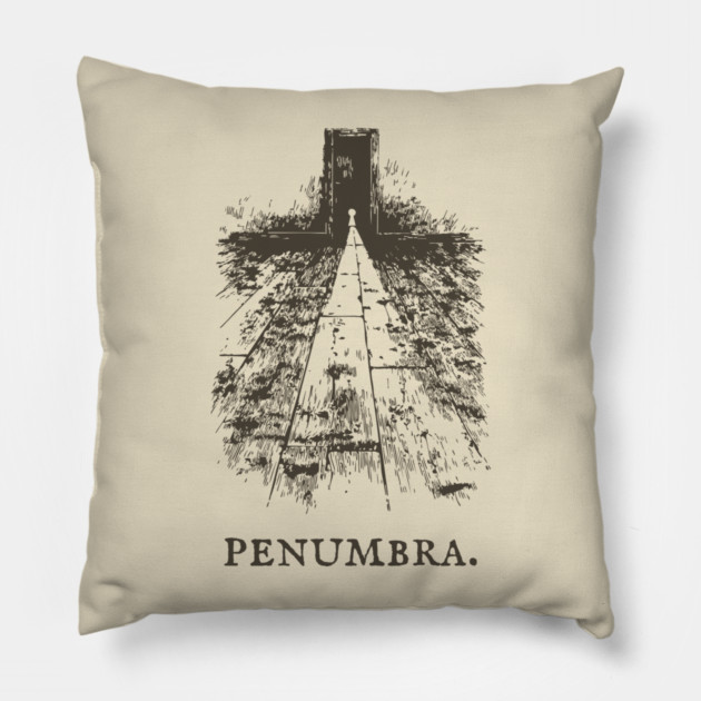 Penumbra Moody Light and Shadow Illustration Pillow by TuncGK