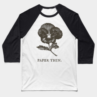 Paper Thin Pressed Pansy Flower Illustration Baseball T-Shirt