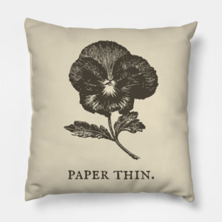Paper Thin Pressed Pansy Flower Illustration Pillow