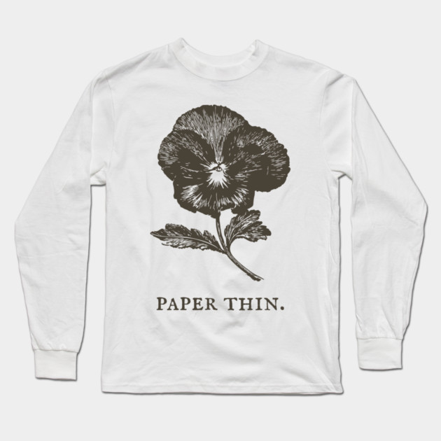 Paper Thin Pressed Pansy Flower Illustration Long Sleeve T-Shirt by TuncGK
