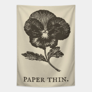 Paper Thin Pressed Pansy Flower Illustration Tapestry