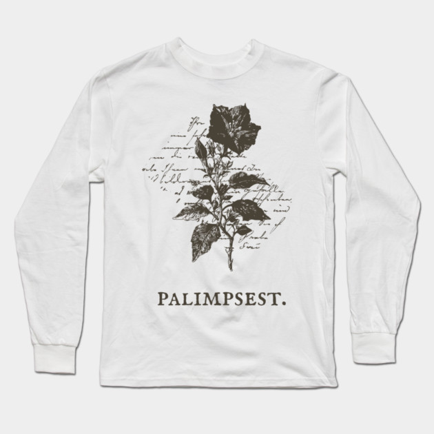 Palimpsest Layered History Botanical Illustration Long Sleeve T-Shirt by TuncGK