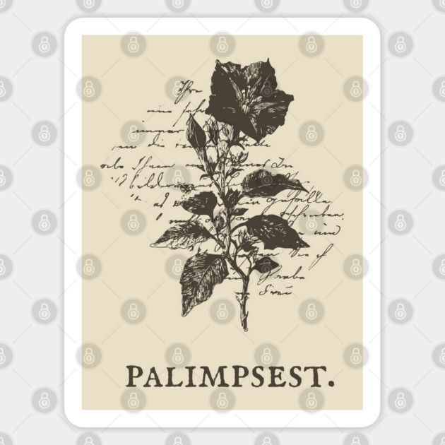 Palimpsest Layered History Botanical Illustration Sticker by TuncGK