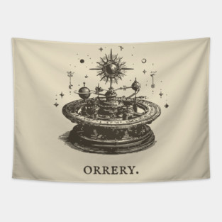 Vintage Orrery Mechanical Model of the Solar System Tapestry