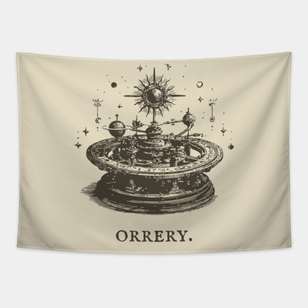 Vintage Orrery Mechanical Model of the Solar System Tapestry by TuncGK
