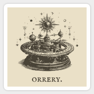 Vintage Orrery Mechanical Model of the Solar System Sticker